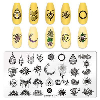 1 tk küünte stantsimisplaadid, lillelehe tiigri kujutis, küünte disain, küünte kunsti šabloonid, maniküüri tööriistad, mall