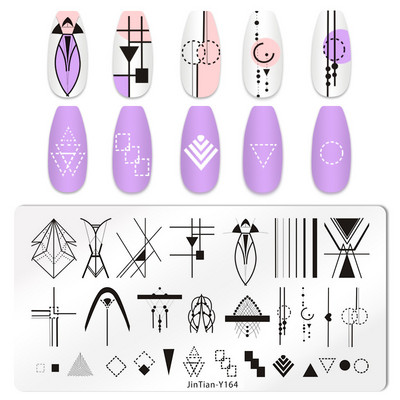 1 tk küünte stantsimisplaadid, lillelehe tiigri kujutis, küünte disain, küünte kunsti šabloonid, maniküüri tööriistad, mall