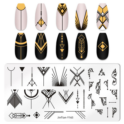 1 tk küünte stantsimisplaadid, lillelehe tiigri kujutis, küünte disain, küünte kunsti šabloonid, maniküüri tööriistad, mall