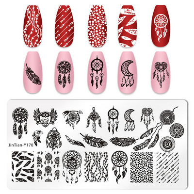 1 tk küünte stantsimisplaadid, lillelehe tiigri kujutis, küünte disain, küünte kunsti šabloonid, maniküüri tööriistad, mall