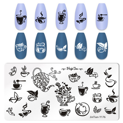 1 tk küünte stantsimisplaadid, lillelehe tiigri kujutis, küünte disain, küünte kunsti šabloonid, maniküüri tööriistad, mall