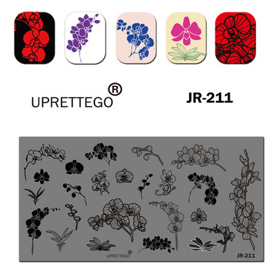2019 Predložak ploče za utiskivanje od nehrđajućeg čelika ruska fraza Maslačak Žarulja Slobodna linija Crkvena orhideja Alat za nokte JR211-220
