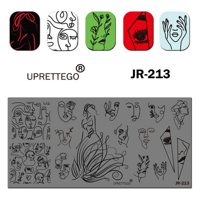 2019 Predložak ploče za utiskivanje od nehrđajućeg čelika ruska fraza Maslačak Žarulja Slobodna linija Crkvena orhideja Alat za nokte JR211-220