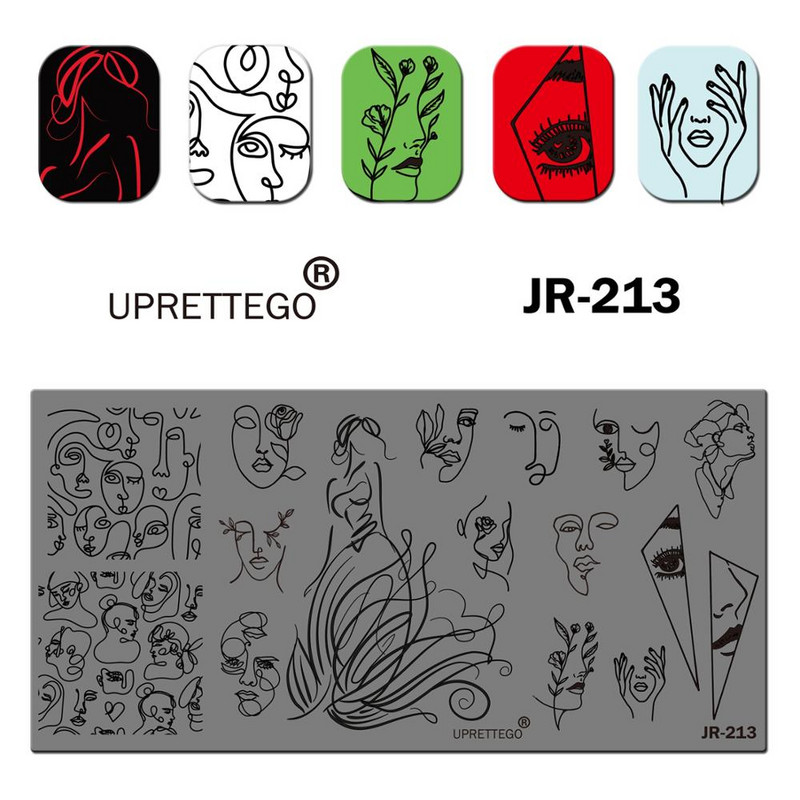 2019 Predložak ploče za utiskivanje od nehrđajućeg čelika ruska fraza Maslačak Žarulja Slobodna linija Crkvena orhideja Alat za nokte JR211-220