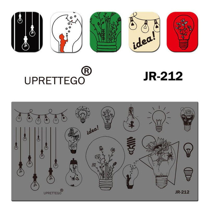 2019 Predložak ploče za utiskivanje od nehrđajućeg čelika ruska fraza Maslačak Žarulja Slobodna linija Crkvena orhideja Alat za nokte JR211-220