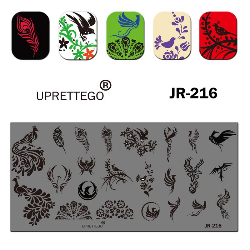 2019 Predložak ploče za utiskivanje od nehrđajućeg čelika ruska fraza Maslačak Žarulja Slobodna linija Crkvena orhideja Alat za nokte JR211-220