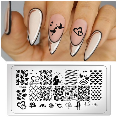 1 tk küünekunsti mallid tembeldusplaadi disaini armastaja roostevabast terasest temperatuuriga pitstempli mallid plaadid pilt