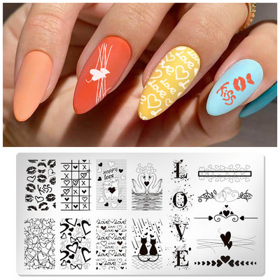 1 tk küünekunsti mallid tembeldusplaadi disaini armastaja roostevabast terasest temperatuuriga pitstempli mallid plaadid pilt