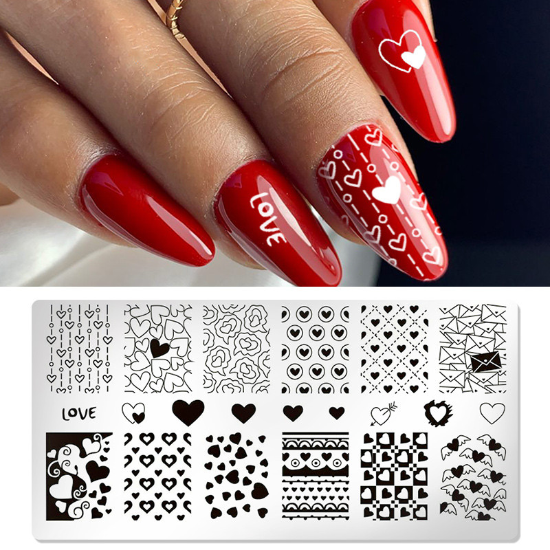 1 tk küünekunsti mallid tembeldusplaadi disaini armastaja roostevabast terasest temperatuuriga pitstempli mallid plaadid pilt