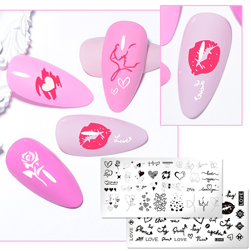 1 tk küünekunsti mallid tembeldusplaadi disaini armastaja roostevabast terasest temperatuuriga pitstempli mallid plaadid pilt