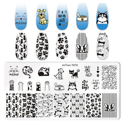 1db aranyos kutya körömbélyegző lemezek Love Four Leaves lóhere egyszarvú köröm sablonok állati leopárd körömdíszítő mintás sablonok