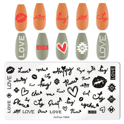 1db aranyos kutya körömbélyegző lemezek Love Four Leaves lóhere egyszarvú köröm sablonok állati leopárd körömdíszítő mintás sablonok