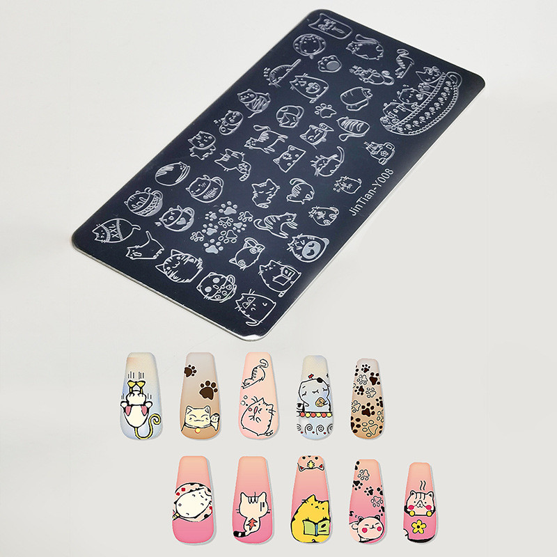 1db aranyos kutya körömbélyegző lemezek Love Four Leaves lóhere egyszarvú köröm sablonok állati leopárd körömdíszítő mintás sablonok