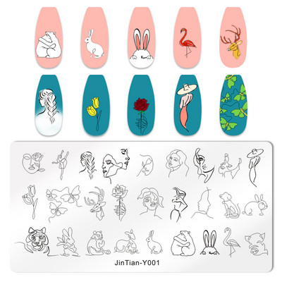 15 kujundust tembeldavad plaadid Tiigrisebra Madu Trükis Loomakujutis Roostevabast terasest küünekunsti šabloon Tekstuur maniküüri kaunistused