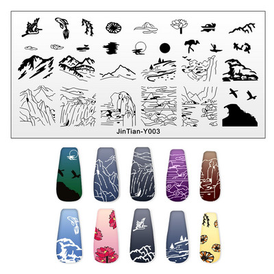 15 kujundust tembeldavad plaadid Tiigrisebra Madu Trükis Loomakujutis Roostevabast terasest küünekunsti šabloon Tekstuur maniküüri kaunistused