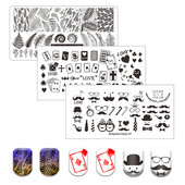 Πλάκα για σφράγιση νυχιών φύλλων φοίνικα Πρότυπα σφραγίδας νυχιών με λωρίδες λουλουδιών φύλλα floral εκτύπωσης στένσιλ γραμμή δαντέλας γράμμα κρανίο πόκερ