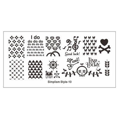 Πλάκα για σφράγιση νυχιών φύλλων φοίνικα Πρότυπα σφραγίδας νυχιών με λωρίδες λουλουδιών φύλλα floral εκτύπωσης στένσιλ γραμμή δαντέλας γράμμα κρανίο πόκερ