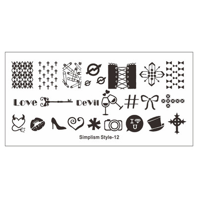 Πλάκα για σφράγιση νυχιών φύλλων φοίνικα Πρότυπα σφραγίδας νυχιών με λωρίδες λουλουδιών φύλλα floral εκτύπωσης στένσιλ γραμμή δαντέλας γράμμα κρανίο πόκερ