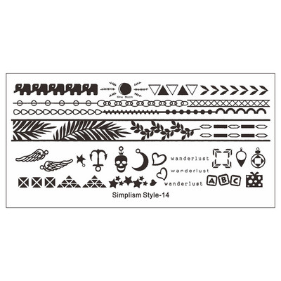 Πλάκα για σφράγιση νυχιών φύλλων φοίνικα Πρότυπα σφραγίδας νυχιών με λωρίδες λουλουδιών φύλλα floral εκτύπωσης στένσιλ γραμμή δαντέλας γράμμα κρανίο πόκερ