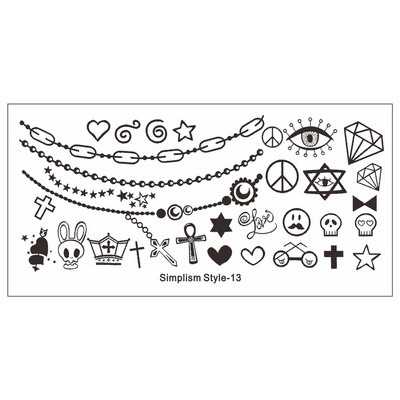 Πλάκα για σφράγιση νυχιών φύλλων φοίνικα Πρότυπα σφραγίδας νυχιών με λωρίδες λουλουδιών φύλλα floral εκτύπωσης στένσιλ γραμμή δαντέλας γράμμα κρανίο πόκερ