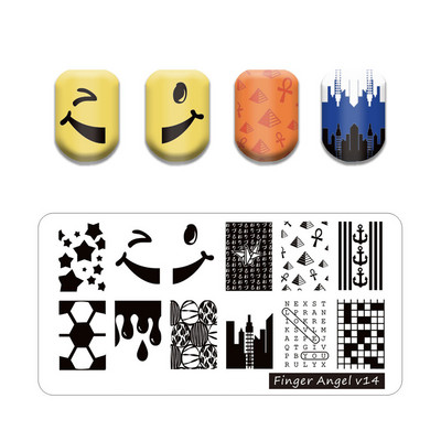 Πλάκα για σφράγιση νυχιών φύλλων φοίνικα Πρότυπα σφραγίδας νυχιών με λωρίδες λουλουδιών φύλλα floral εκτύπωσης στένσιλ γραμμή δαντέλας γράμμα κρανίο πόκερ