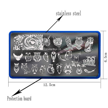 Major Dijit Dream Catcher Nail Stamping Plates 3D Flower Owl Pattern Nail Art Template Изображение на плоча Шаблон за нокти Инструменти 31-40