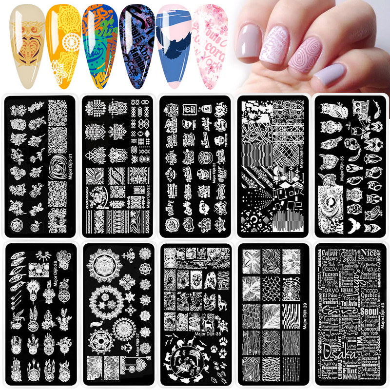 Major Dijit Dream Catcher Nail Stamping Ploče 3D Flower Owl Pattern Nail Art Predložak Slika Ploče Šablone Nails Alati 31-40