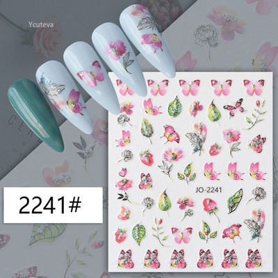 Spalvingi nagų lipdukai, lipdukai lipdukai, priedai, perkeliami, manikiūrai, gėlių lipdukai „pasidaryk pats“