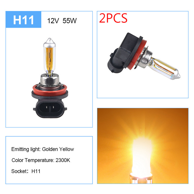 2 buc H11 55 W Super-alb Bec cu halogen lumini de ceață 4300K 12V Curcubeu Albastru far lampă Lumină de conducere auto Styling mașină 6000K