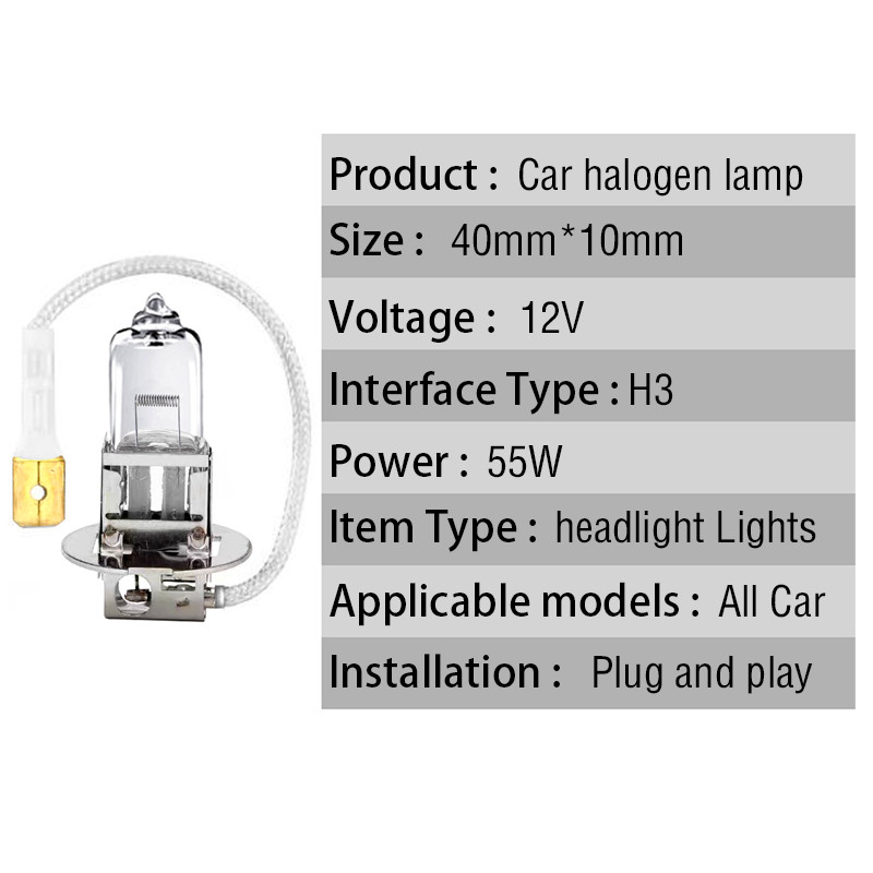 2TK H3 DC 12V 55W halogeentuled läbipaistvast klaasist esiküljel udupirnidele esitulede laternate soe valge auto stiil Parkimine 4300K auto 1tk