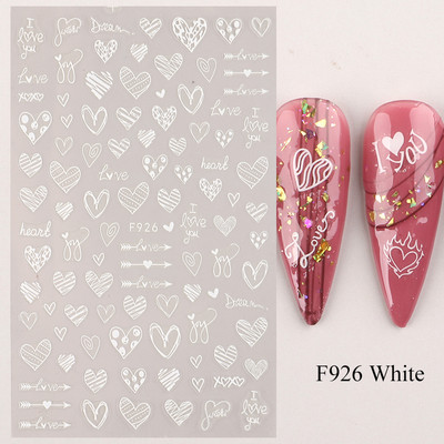 Mustvalgete tähtedega küünekleebis Abstraktne kunst Sõnad Silt 3D Disain Liugurid Graffiti Joone Kleebised Foolium maniküüri tarvikud