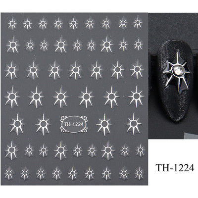 Mustvalgete tähtedega küünekleebis Abstraktne kunst Sõnad Silt 3D Disain Liugurid Graffiti Joone Kleebised Foolium maniküüri tarvikud