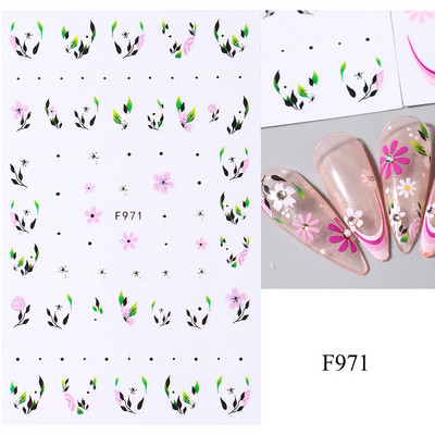 Mustvalgete tähtedega küünekleebis Abstraktne kunst Sõnad Silt 3D Disain Liugurid Graffiti Joone Kleebised Foolium maniküüri tarvikud