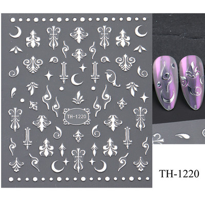 Mustvalgete tähtedega küünekleebis Abstraktne kunst Sõnad Silt 3D Disain Liugurid Graffiti Joone Kleebised Foolium maniküüri tarvikud