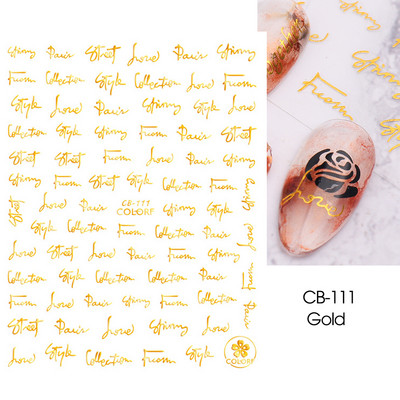 Must-valgete tähtedega küünekleebised 3D-grafiti abstraktne võlu joon, silt Kunst Sõnad liugur Disain Holograafilised kleebised maniküür CHJO