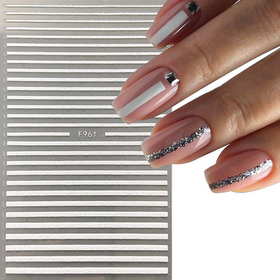 Must-valgete tähtedega küünekleebised 3D-grafiti abstraktne võlu joon, silt Kunst Sõnad liugur Disain Holograafilised kleebised maniküür CHJO