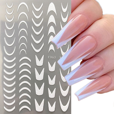 Must-valgete tähtedega küünekleebised 3D-grafiti abstraktne võlu joon, silt Kunst Sõnad liugur Disain Holograafilised kleebised maniküür CHJO