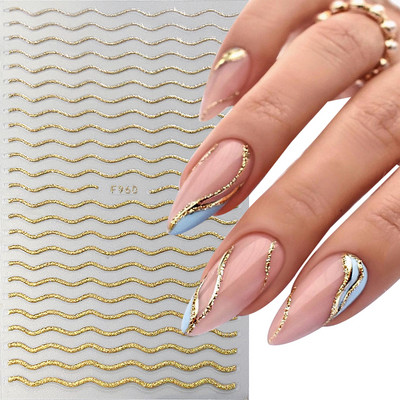 Must-valgete tähtedega küünekleebised 3D-grafiti abstraktne võlu joon, silt Kunst Sõnad liugur Disain Holograafilised kleebised maniküür CHJO