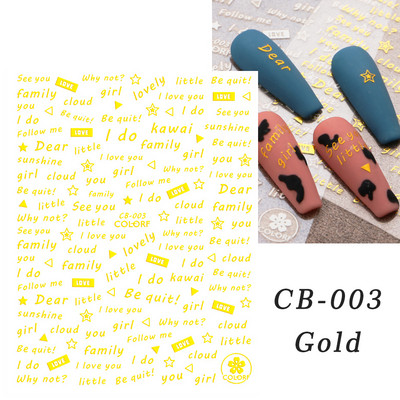 Must-valgete tähtedega küünekleebised 3D-grafiti abstraktne võlu joon, silt Kunst Sõnad liugur Disain Holograafilised kleebised maniküür CHJO