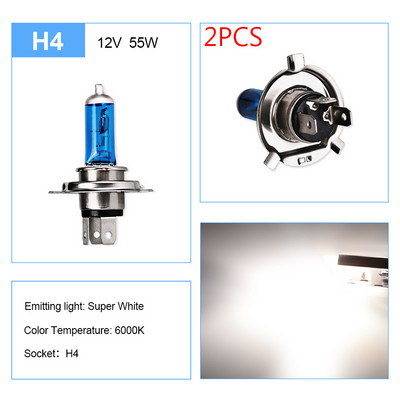 2Pcs H4 Led 100W 12V Super bijelo svjetlo za automobil Halogena žarulja 6000K Dodaci za automobil žarulje za prednja svjetla 55W 4300K Stil automobila