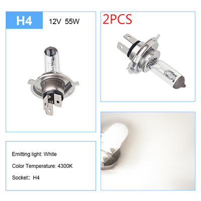 2Pcs H4 Led 100W 12V Super bijelo svjetlo za automobil Halogena žarulja 6000K Dodaci za automobil žarulje za prednja svjetla 55W 4300K Stil automobila
