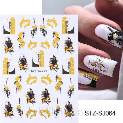 Leopard uzorak 3D naljepnica za nokte Zlatna metalna linija Klizači Zebra pruge Mlijeko Krava Tigar Životinjske kože Dizajn Tetovaže Manikura Dekor