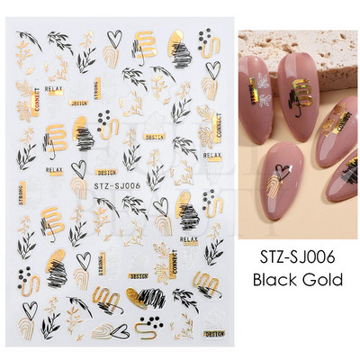 Leopard uzorak 3D naljepnica za nokte Zlatna metalna linija Klizači Zebra pruge Mlijeko Krava Tigar Životinjske kože Dizajn Tetovaže Manikura Dekor