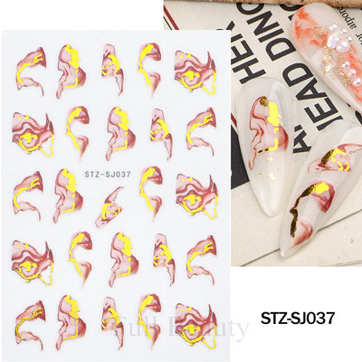 Leopard uzorak 3D naljepnica za nokte Zlatna metalna linija Klizači Zebra pruge Mlijeko Krava Tigar Životinjske kože Dizajn Tetovaže Manikura Dekor