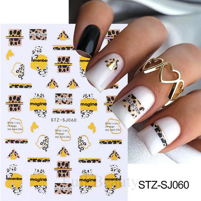 Leopard uzorak 3D naljepnica za nokte Zlatna metalna linija Klizači Zebra pruge Mlijeko Krava Tigar Životinjske kože Dizajn Tetovaže Manikura Dekor