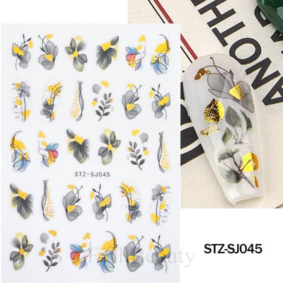 Leopard uzorak 3D naljepnica za nokte Zlatna metalna linija Klizači Zebra pruge Mlijeko Krava Tigar Životinjske kože Dizajn Tetovaže Manikura Dekor