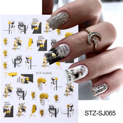 Leopard uzorak 3D naljepnica za nokte Zlatna metalna linija Klizači Zebra pruge Mlijeko Krava Tigar Životinjske kože Dizajn Tetovaže Manikura Dekor