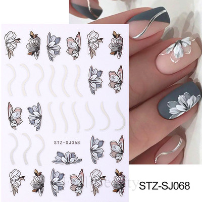 Leopard uzorak 3D naljepnica za nokte Zlatna metalna linija Klizači Zebra pruge Mlijeko Krava Tigar Životinjske kože Dizajn Tetovaže Manikura Dekor