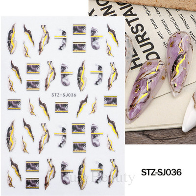 Leopard uzorak 3D naljepnica za nokte Zlatna metalna linija Klizači Zebra pruge Mlijeko Krava Tigar Životinjske kože Dizajn Tetovaže Manikura Dekor
