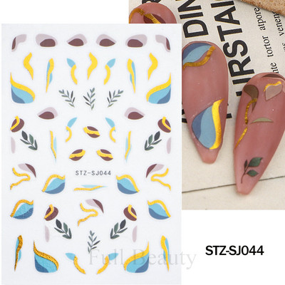 Leopard uzorak 3D naljepnica za nokte Zlatna metalna linija Klizači Zebra pruge Mlijeko Krava Tigar Životinjske kože Dizajn Tetovaže Manikura Dekor